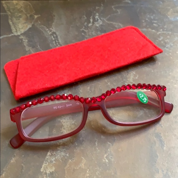 NWT Red Bling Reader Glasses 2.75 With Pouch - Picture 1 of 10